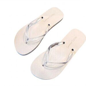 Women's Flip Flops with Clear Jelly Straps - Comfortable Minimalist Thong Sandal